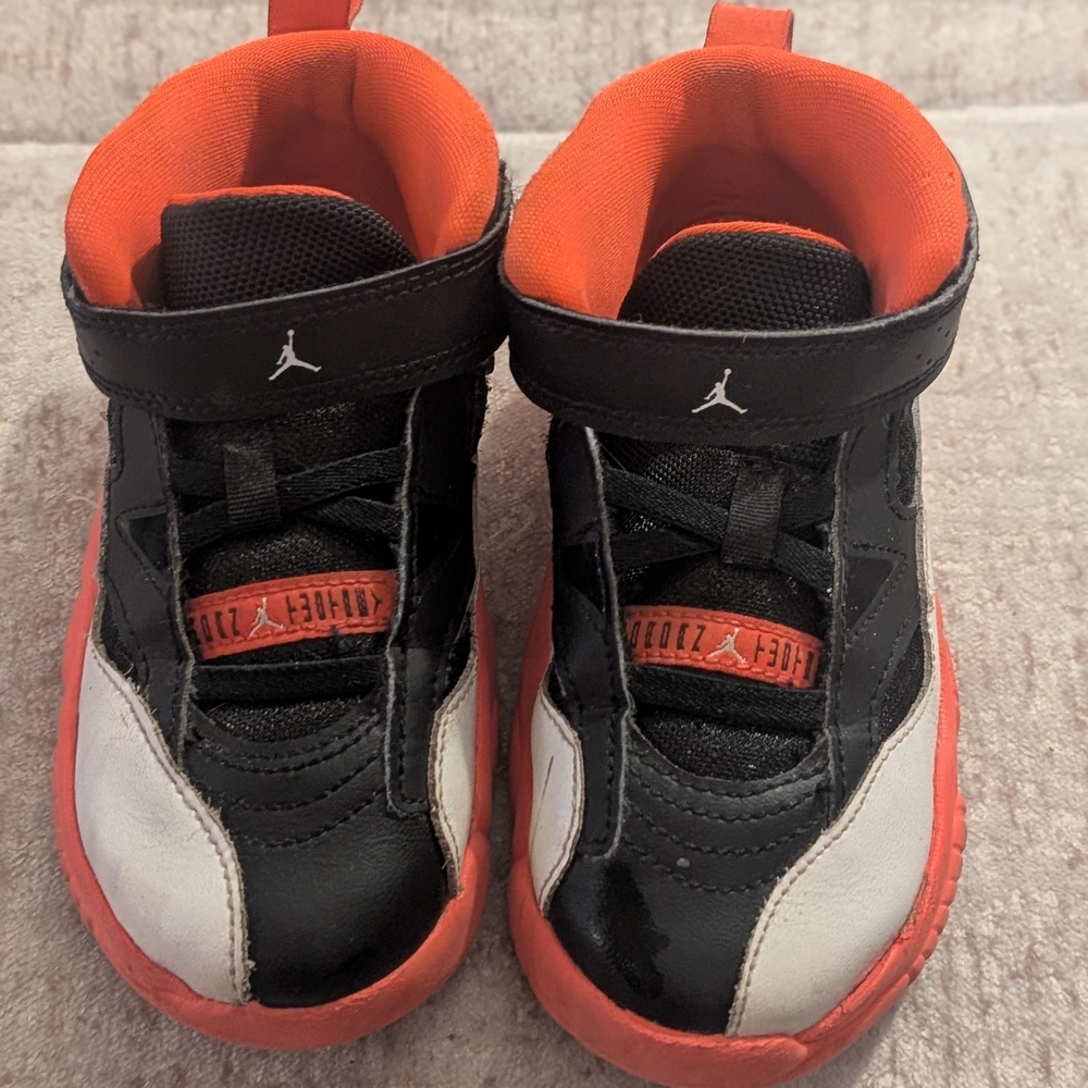 Jordan Kids Black, Red, and White Sneakers